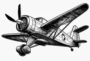 sketch of adventure plane in perspective from the above tattoo idea