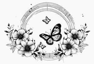 spine tattoo with a halo and butterflies tattoo idea