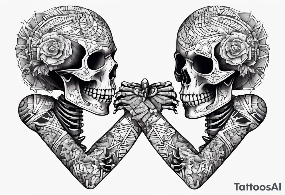 Skeletons holding hands tattoo idea