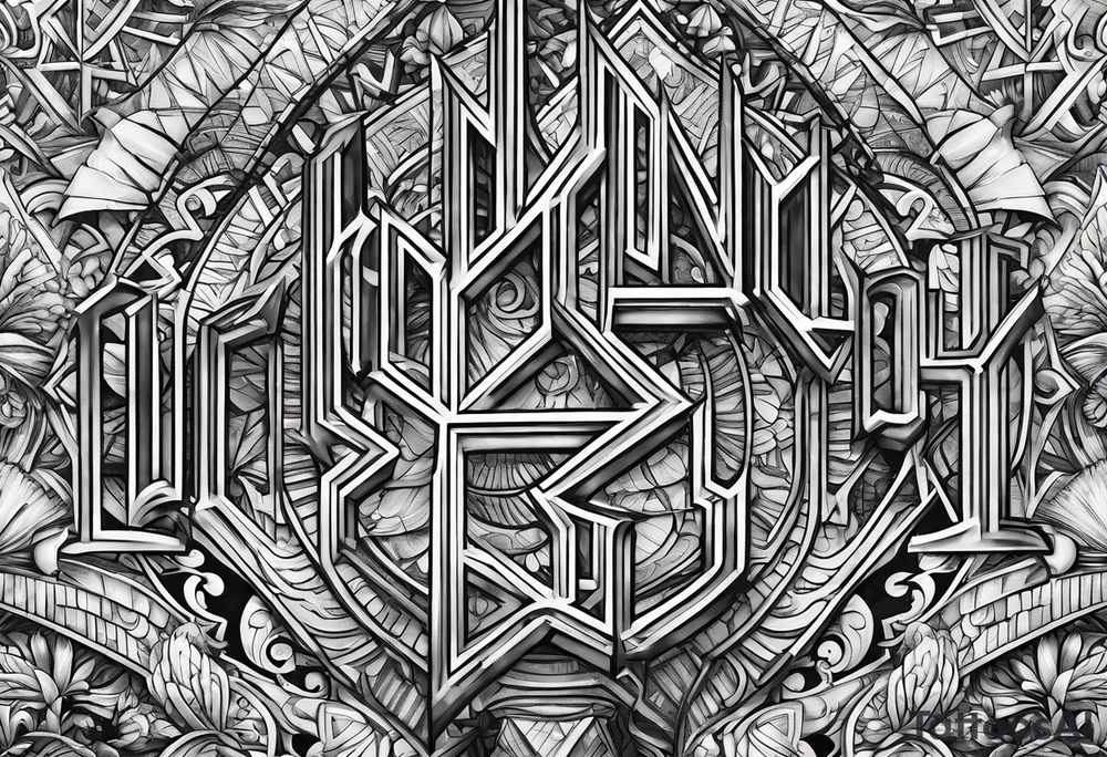 The letters AR together with the words always ready going down the side of the letters tattoo idea