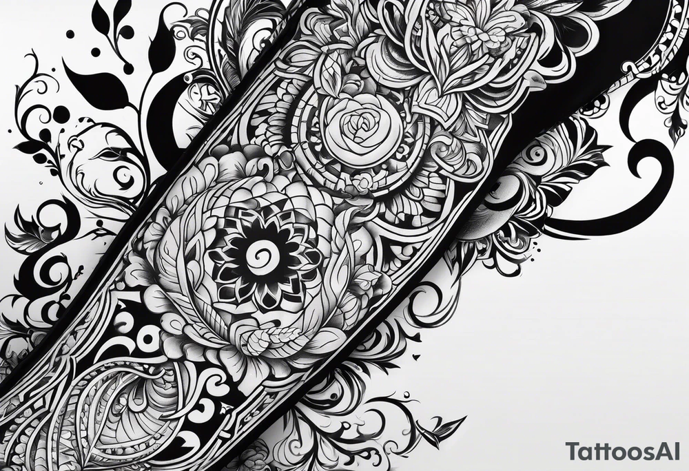 rock a Billy ganzer Arm sleeve mit verschiedenen Motiven tattoo idea