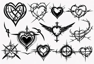 Simple Heart with barbed wire across centre tattoo idea