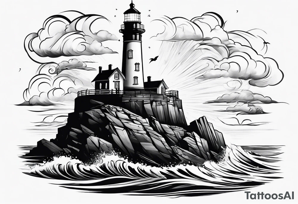 lighthouse in a storm tattoo idea