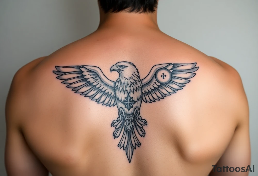 continue my tattoo with an eagle and a priest tattoo idea