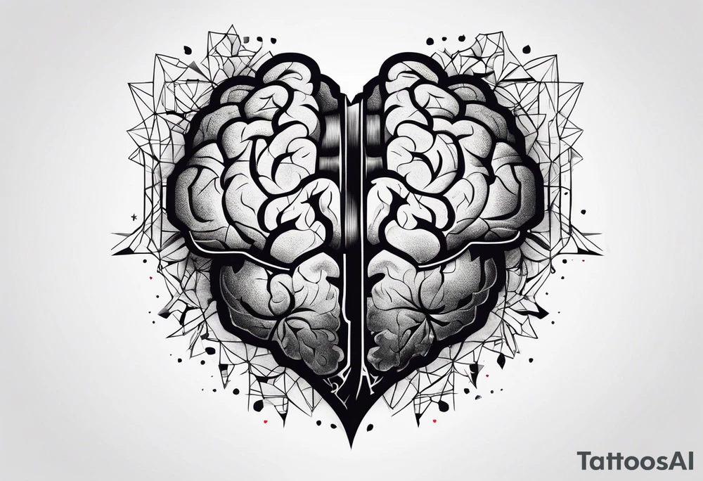 Brain, heart, love, abstract, symbolism, perseverance, heart break makes you strong, worth it, pain makes you stronger, strength tattoo idea