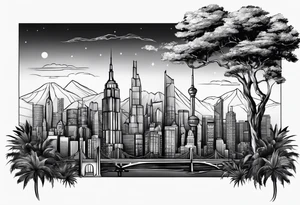 Skyline Black and white tattoo idea