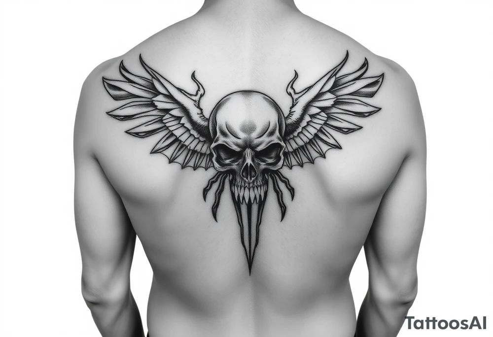 A tribal be with a skull for lower abdomen on a man tattoo idea