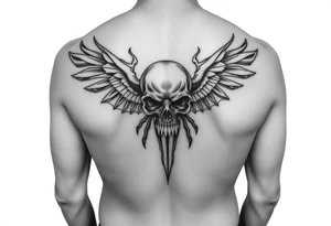 A tribal be with a skull for lower abdomen on a man tattoo idea