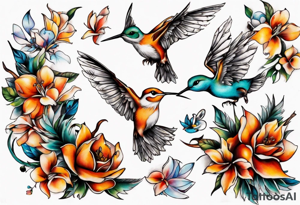 fuchs und kolibri tattoo idea