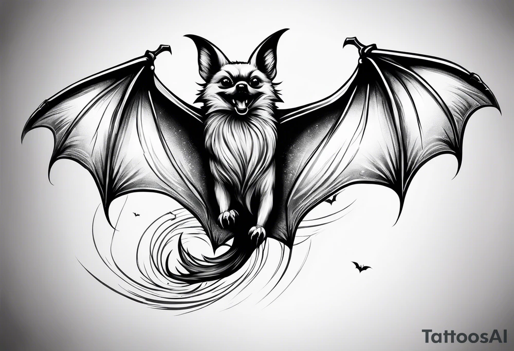 Flying bat tattoo idea