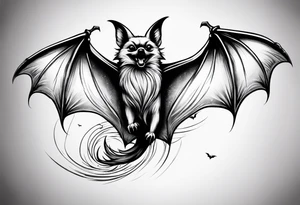 Flying bat tattoo idea