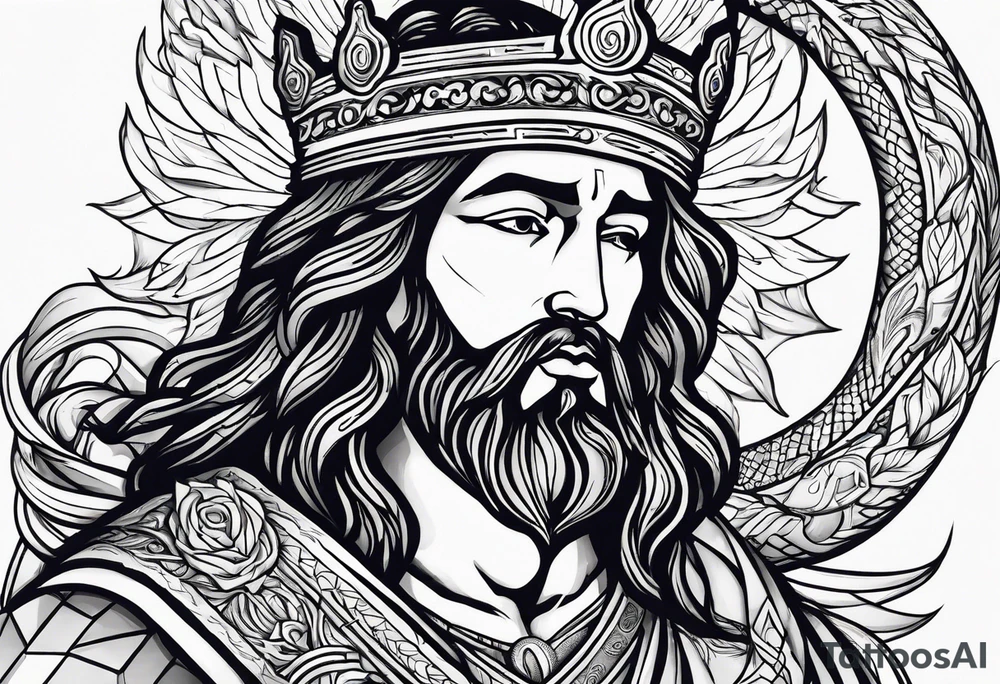 Almighty powerful King Jesus battling the Serpent tattoo idea Almighty powerful King Jesus battling the Serpent tattoo idea