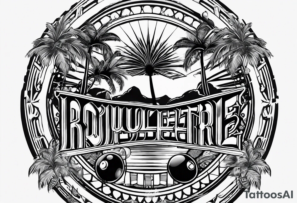 ROULETTE casino card games dice sun palm tree tattoo idea