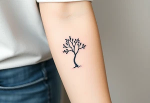Tree with few leaves, with a SPIRAL line starting from the left side of tree and spiraling outward in a clockwise direction tattoo idea