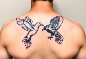 dove and raven fighting tattoo idea