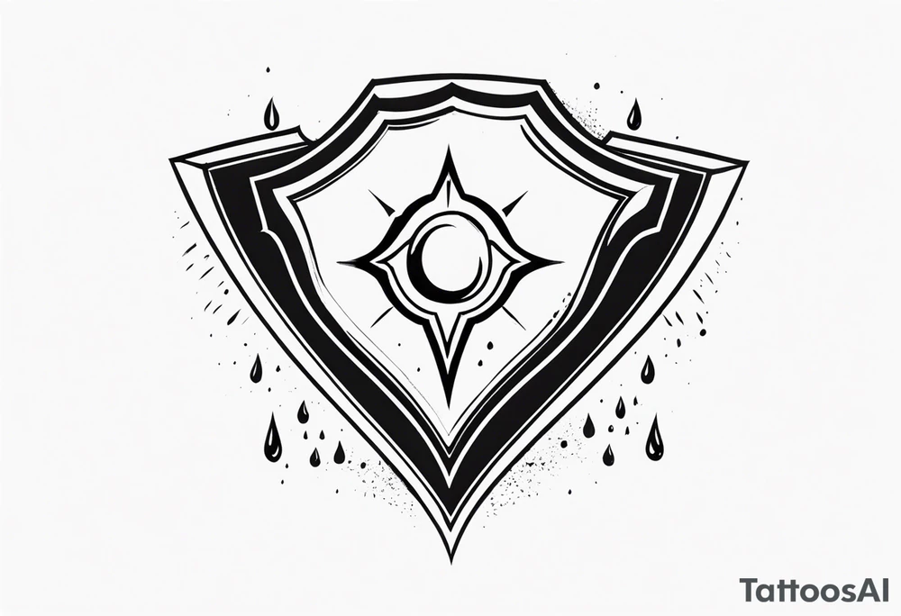Shield ricocheting tears tattoo idea