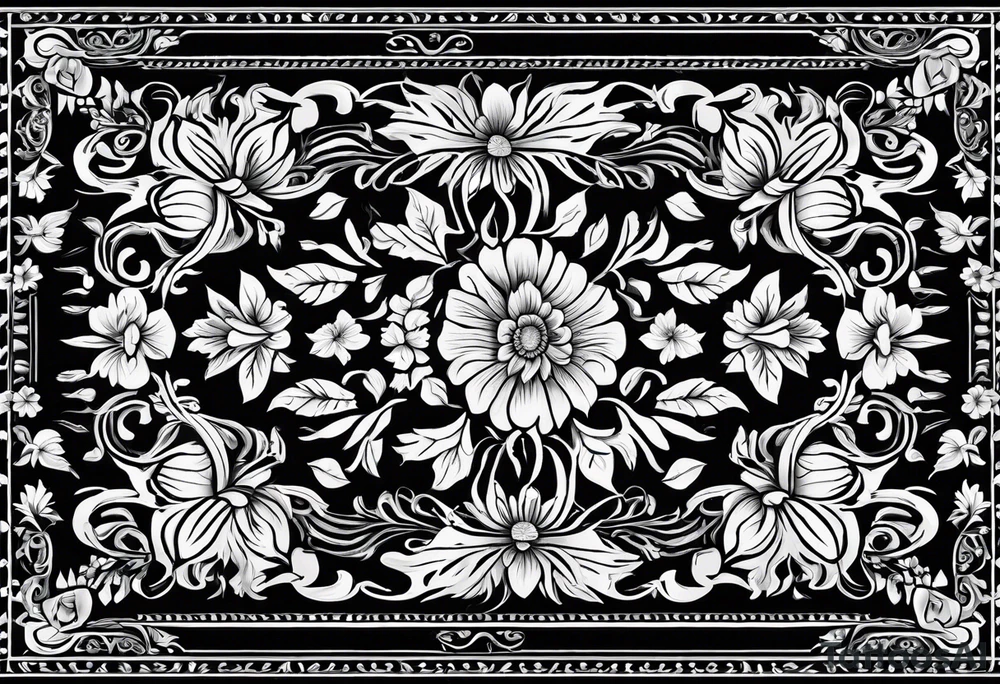 Western rug with flowers tattoo idea