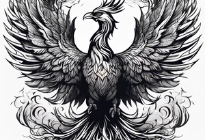 Powerful phoenix rising from the ashes of hell being its past of sin and addiction, being reborn. tattoo idea