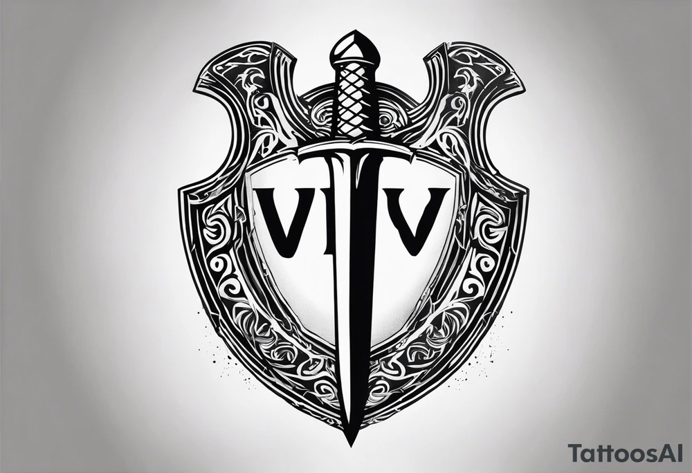 Valhalla viking gods shield hatchet sword tattoo idea