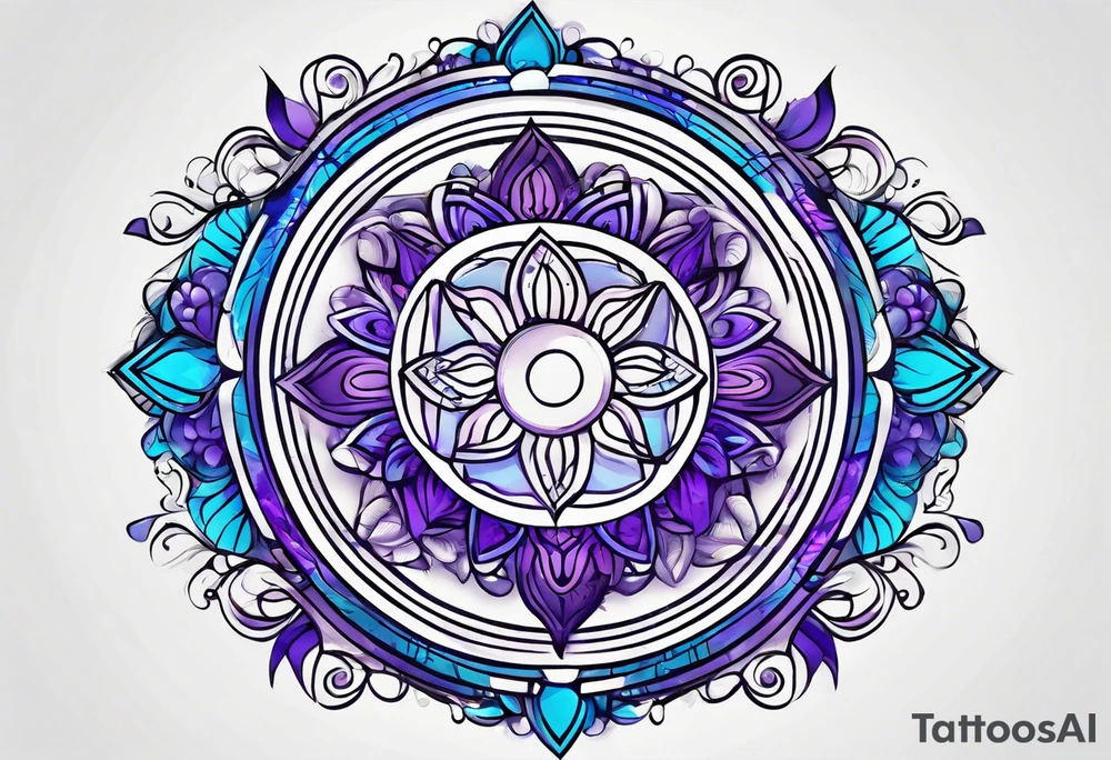 Blue and purple circle and lines tattoo idea