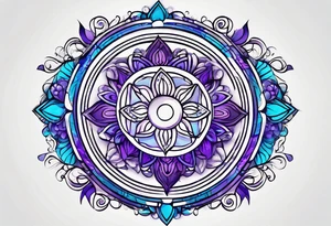 Blue and purple circle and lines tattoo idea