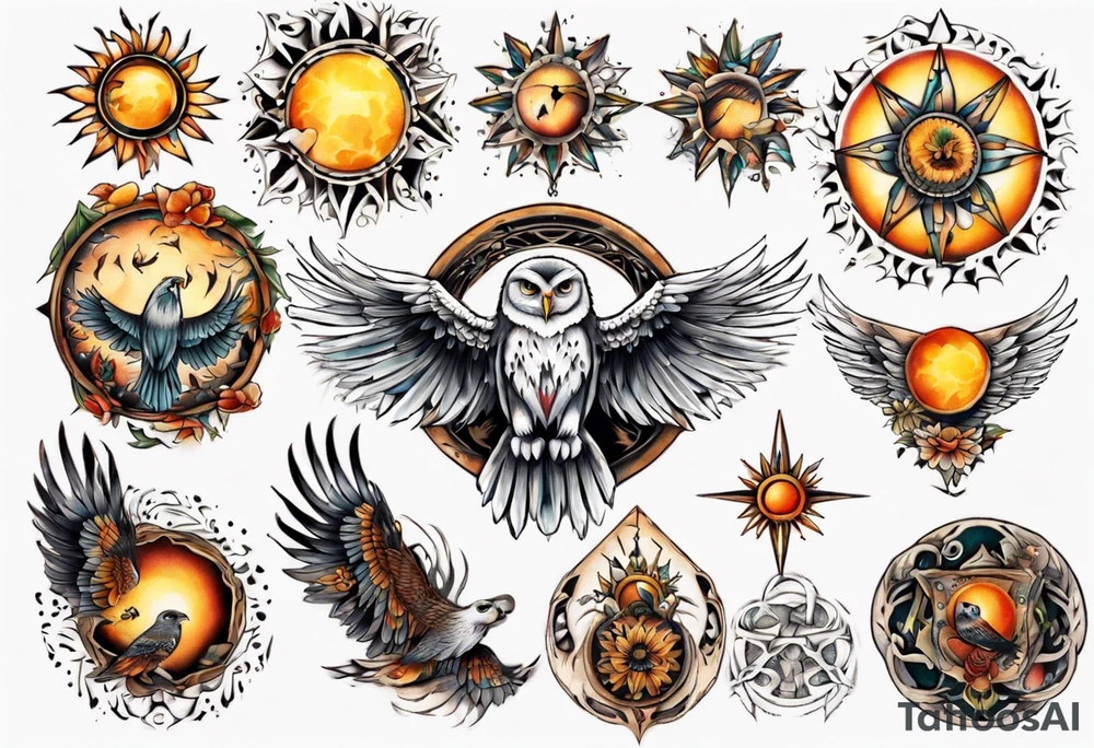 Sonne Eule tattoo idea
