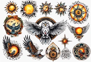 Sonne Eule tattoo idea