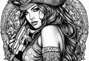 woman with a gun tattoo idea