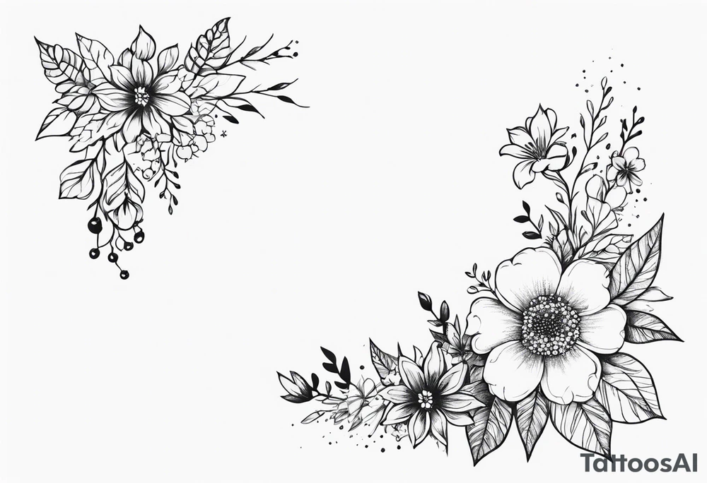 cherche la magie dans tout On collar bones with sparkles and flowers tattoo idea