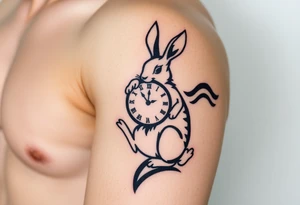 Rabbit holding a Clock tattoo idea