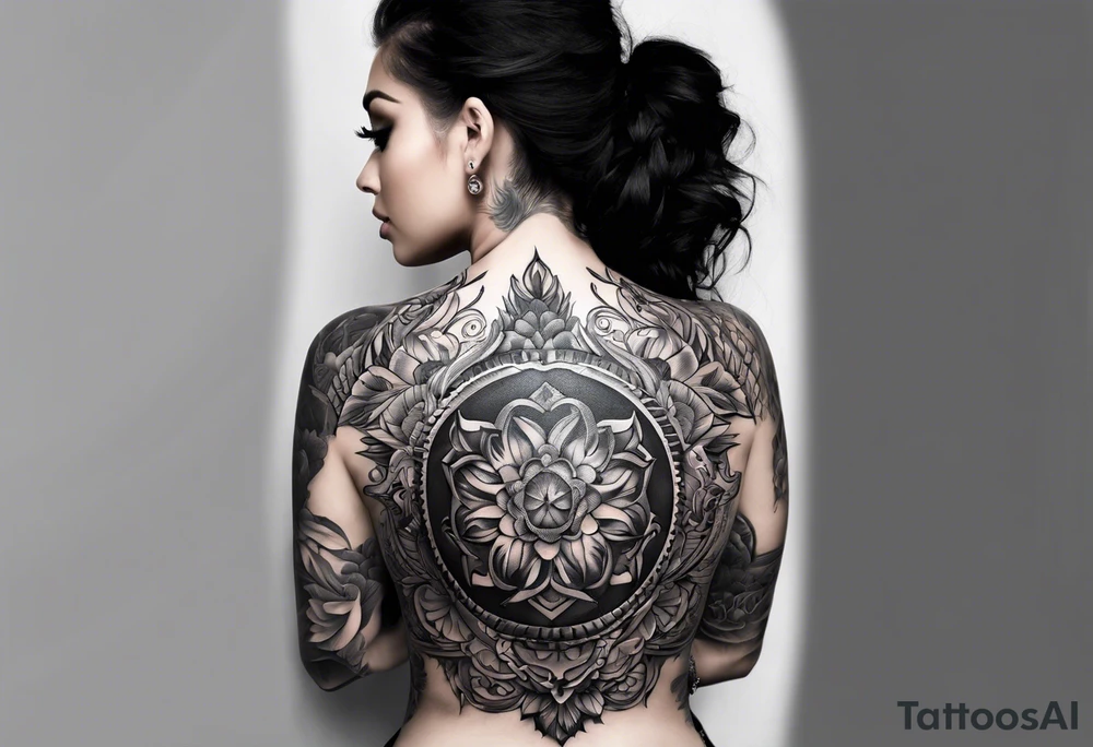 full back tattoo following the shape of a back tattoo idea