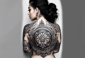full back tattoo following the shape of a back tattoo idea