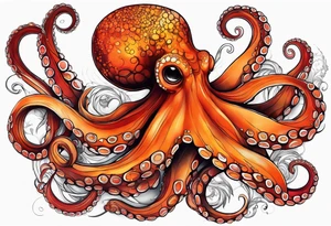 Orange and red Octopus tattoo idea
