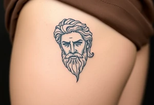 Platos Greek god only his face with a greek leaf tattoo idea