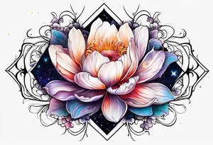 Cosmic space flower tattoo idea