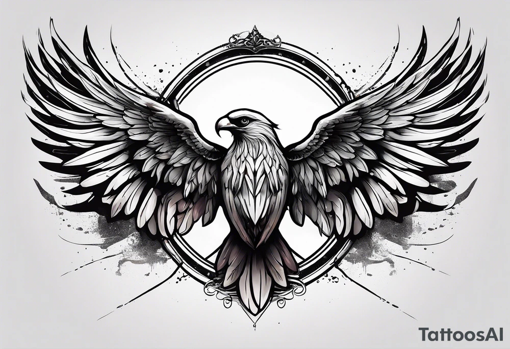 wings with a halo above them tattoo idea