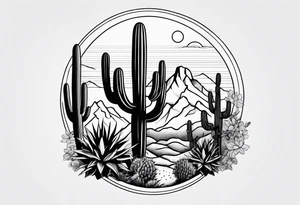 Man, woman, hiking, cactus tattoo idea
