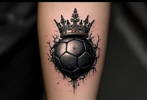 A black ball with a Slavia-red crown hovering above it like a king of the pitch. tattoo idea