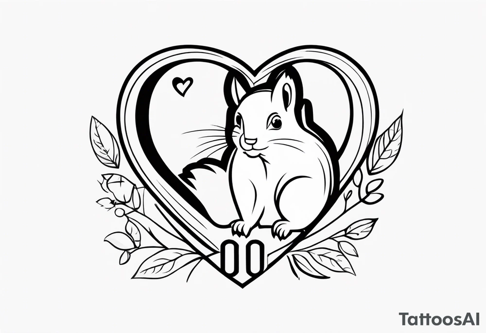 Heart with letters p, s, and o with a squirrel tattoo idea