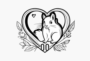 Heart with letters p, s, and o with a squirrel tattoo idea