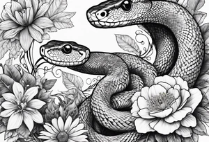 Snake is wild flowers tattoo idea