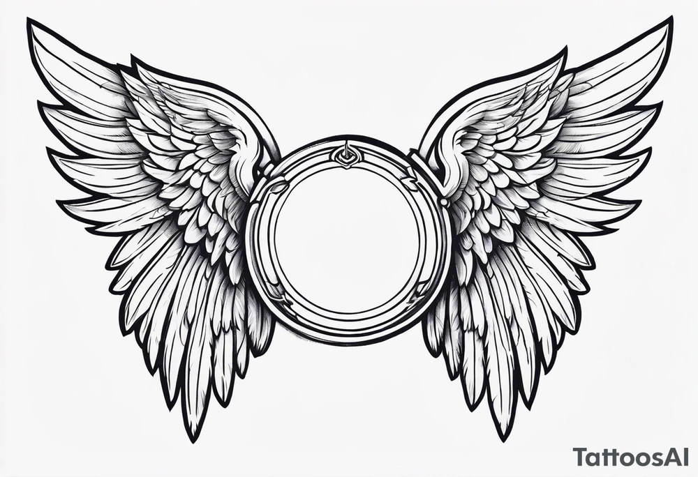 a pair of wings with a halo above them tattoo idea