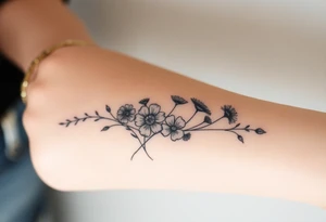 Wildflowers in a line with a lot of dark shading tattoo idea