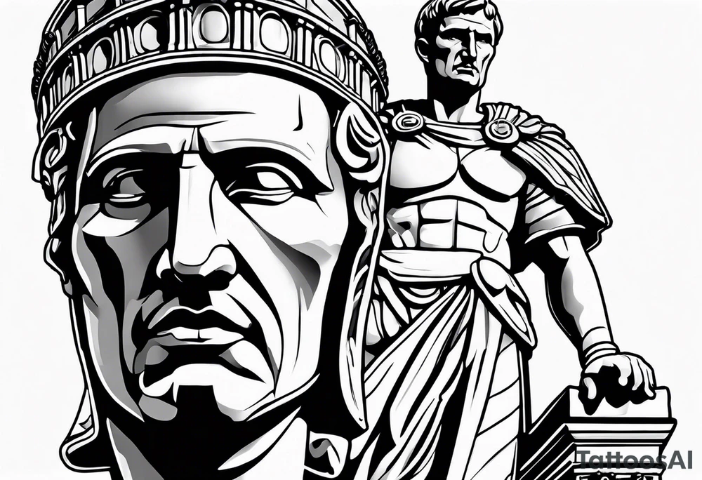 Julius Caesar statue and colosseum tattoo idea
