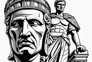 Julius Caesar statue and colosseum tattoo idea