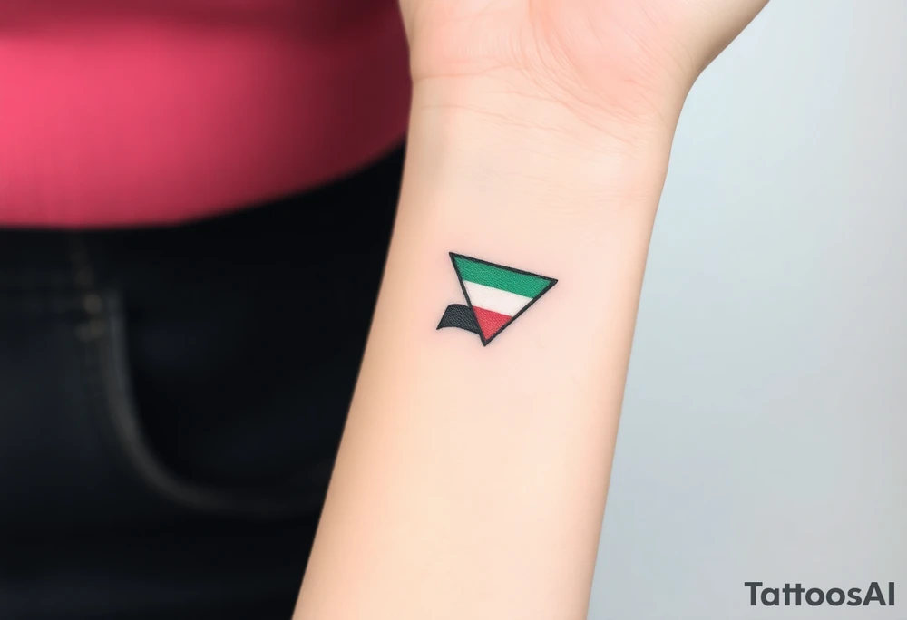 A small tattoo (2x2cm) on my wrist to represent my lesbian identity, but in a subtle way. Fine line. Triangle. Colors of lesbian flag tattoo idea