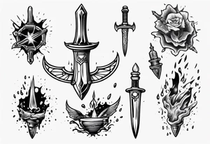 Dagger falling in a puddle tattoo idea