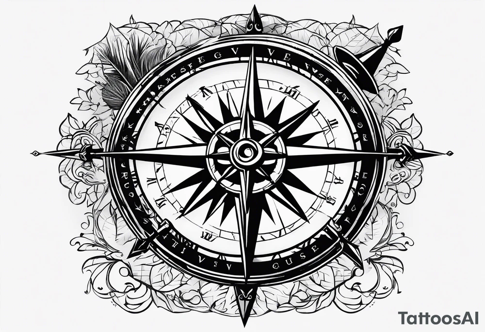 guy faux compass. Slashed lettering long fencing swords for arrows tattoo idea
