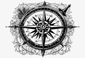 guy faux compass. Slashed lettering long fencing swords for arrows tattoo idea