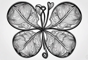 A black heart shaped 5 leaf clover tattoo idea